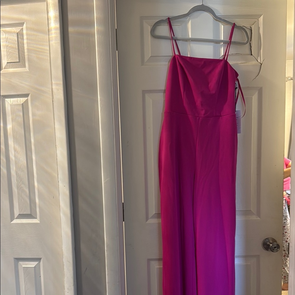 Pink Spaghetti Strap Jumpsuit